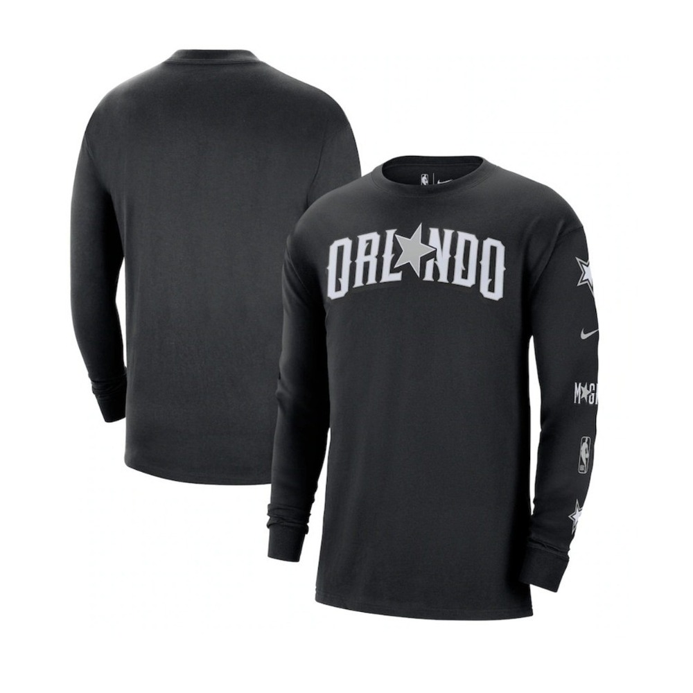 Nike Orlando Magic NBA Long Sleeve Shirt Mens‎ XXL Black Loose Fit Star Graphic